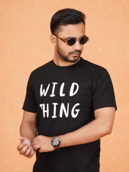 ZETEE's Black Printed Premium Cotton Round Neck T-Shirt bd